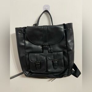 Stylish Black Faux Leather Backpack